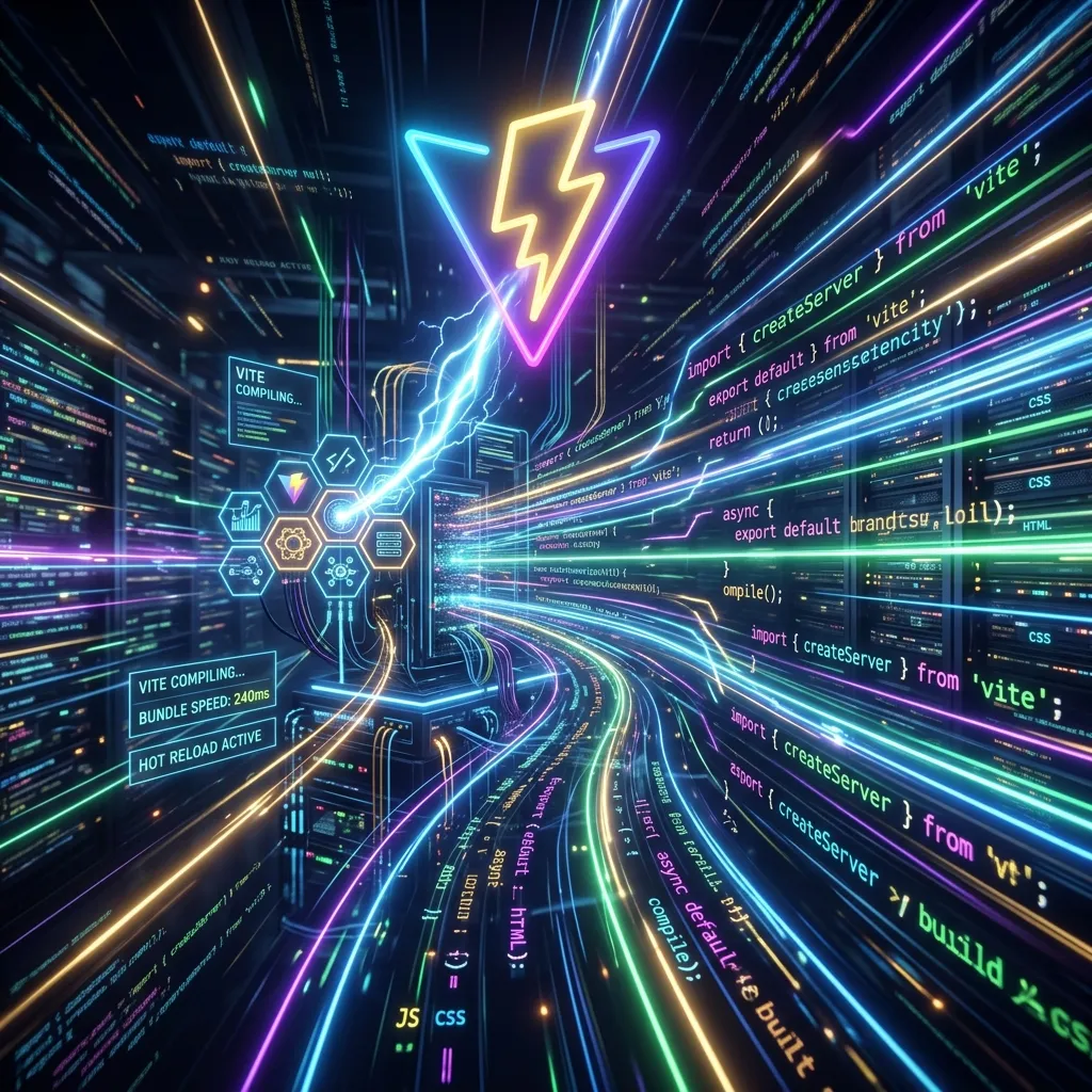 Visualization of code snippets representing performant Vite development tooling
